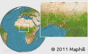 Satellite Location Map of Okigwe, highlighted parent region, within the entire country