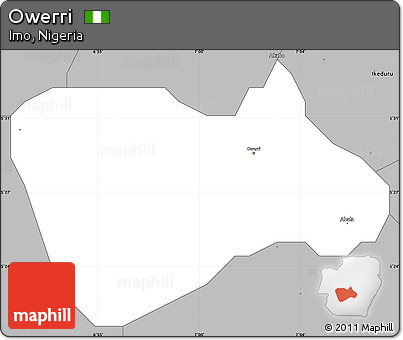 Gray Simple Map of Owerri