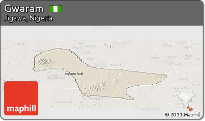 Shaded Relief Panoramic Map of Gwaram, lighten
