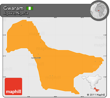 Political Simple Map of Gwaram, single color outside