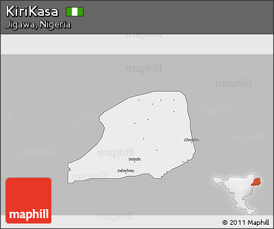 Gray 3D Map of KiriKasa, single color outside