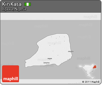 Gray 3D Map of KiriKasa, single color outside