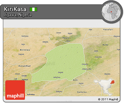 Physical 3D Map of KiriKasa, satellite outside