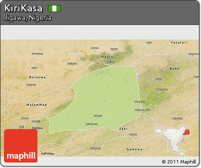 Physical 3D Map of KiriKasa, satellite outside