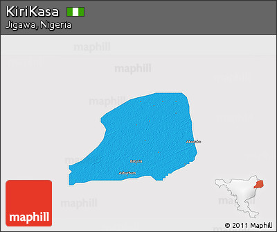 Political 3D Map of KiriKasa, single color outside