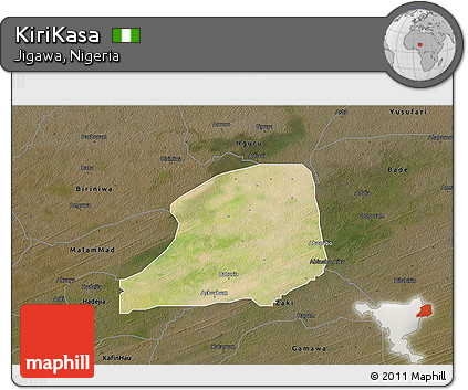 Satellite 3D Map of KiriKasa, darken