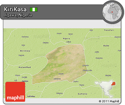 Satellite 3D Map of KiriKasa, physical outside