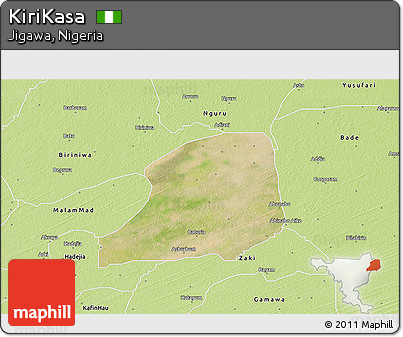Satellite 3D Map of KiriKasa, physical outside