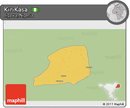 Savanna Style 3D Map of KiriKasa, single color outside