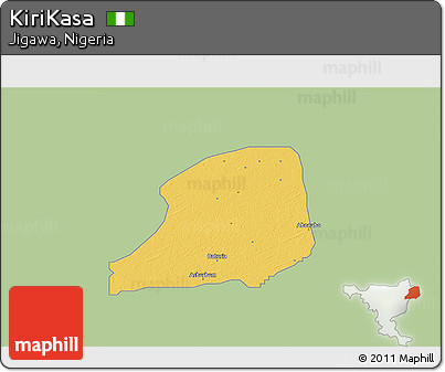 Savanna Style 3D Map of KiriKasa, single color outside