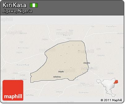 Shaded Relief 3D Map of KiriKasa, lighten
