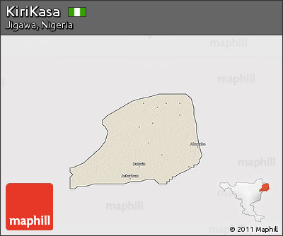 Shaded Relief 3D Map of KiriKasa, single color outside