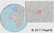 Gray Location Map of KiriKasa, hill shading