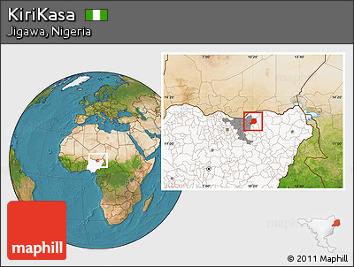 Satellite Location Map of KiriKasa, highlighted country, highlighted parent region