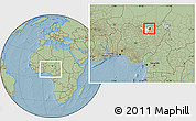 Savanna Style Location Map of KiriKasa, highlighted parent region, within the entire country, hill shading