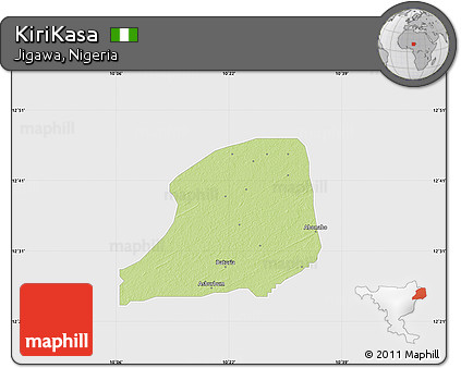 Physical Map of KiriKasa, single color outside