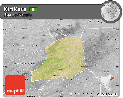 Satellite Map of KiriKasa, desaturated
