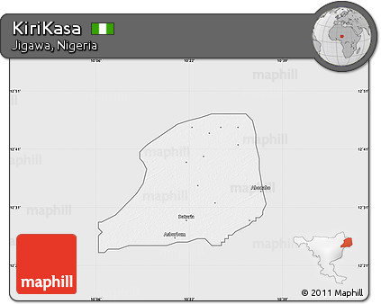 Silver Style Map of KiriKasa, single color outside