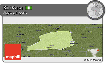 Physical Panoramic Map of KiriKasa, darken