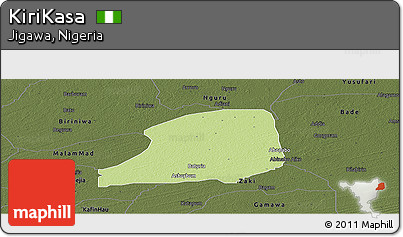 Physical Panoramic Map of KiriKasa, darken
