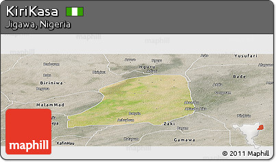 Satellite Panoramic Map of KiriKasa, semi-desaturated