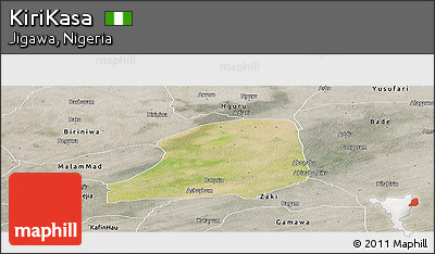 Satellite Panoramic Map of KiriKasa, semi-desaturated