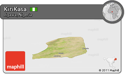 Satellite Panoramic Map of KiriKasa, single color outside