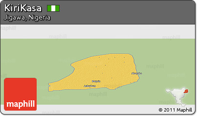Savanna Style Panoramic Map of KiriKasa, single color outside