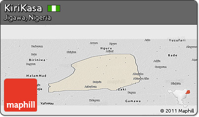 Shaded Relief Panoramic Map of KiriKasa, desaturated