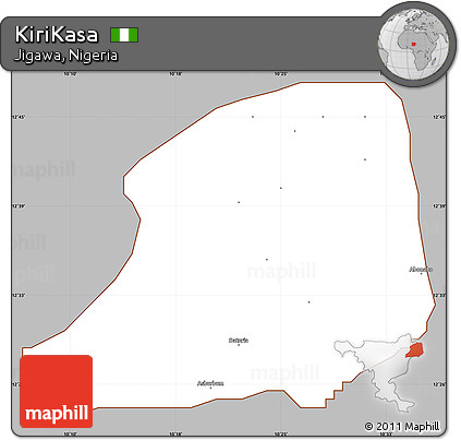 Gray Simple Map of KiriKasa, cropped outside