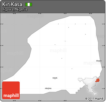 Gray Simple Map of KiriKasa, single color outside