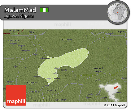 Physical 3D Map of MalamMad, darken