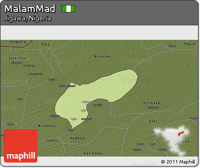 Physical 3D Map of MalamMad, darken
