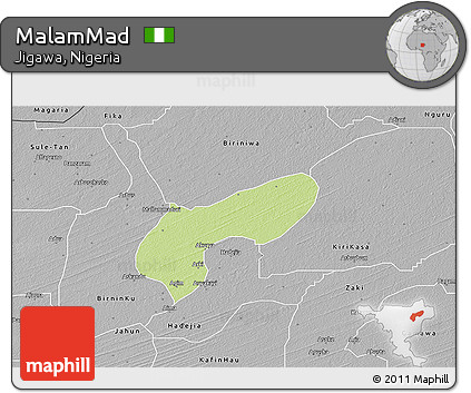 Physical 3D Map of MalamMad, desaturated