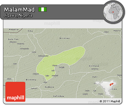 Physical 3D Map of MalamMad, semi-desaturated