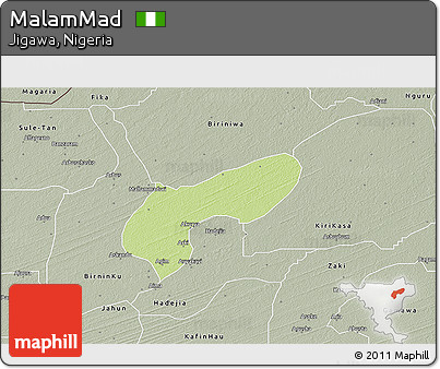 Physical 3D Map of MalamMad, semi-desaturated