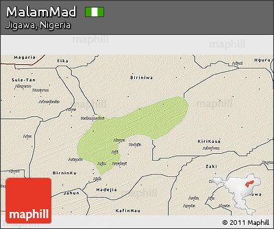 Physical 3D Map of MalamMad, shaded relief outside