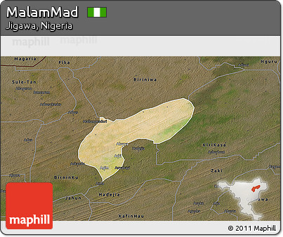 Satellite 3D Map of MalamMad, darken