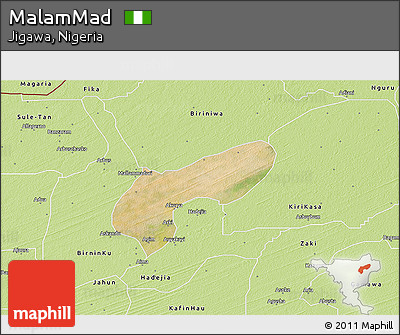 Satellite 3D Map of MalamMad, physical outside