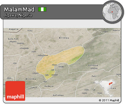 Satellite 3D Map of MalamMad, semi-desaturated