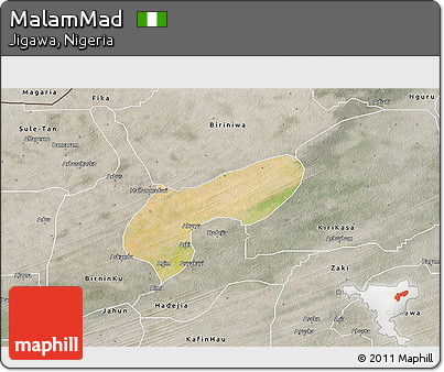 Satellite 3D Map of MalamMad, semi-desaturated
