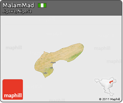Satellite 3D Map of MalamMad, single color outside