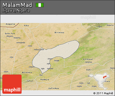 Shaded Relief 3D Map of MalamMad, satellite outside