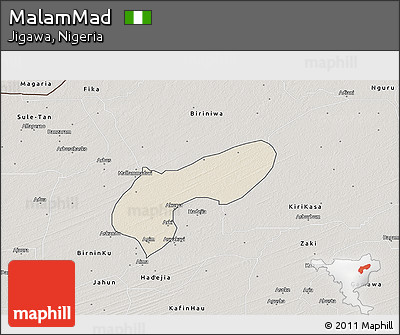 Shaded Relief 3D Map of MalamMad, semi-desaturated