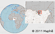 Gray Location Map of MalamMad, highlighted country, highlighted parent region, hill shading