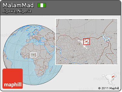 Gray Location Map of MalamMad, highlighted parent region, hill shading