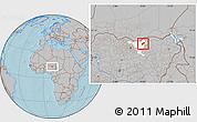 Gray Location Map of MalamMad, highlighted parent region, hill shading