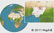 Satellite Location Map of MalamMad, highlighted country, highlighted parent region, within the entire country