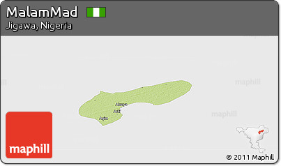 Physical Panoramic Map of MalamMad, single color outside