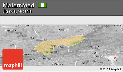 Satellite Panoramic Map of MalamMad, desaturated